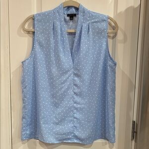 Ann Taylor Polka Dot Blue Blouse